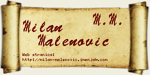 Milan Malenović vizit kartica